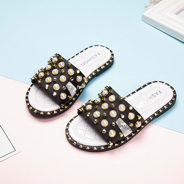 Παιδικές casual παντόφλες με πέρλες σε δύο χρώματα