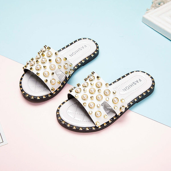 Παιδικές casual παντόφλες με πέρλες σε δύο χρώματα