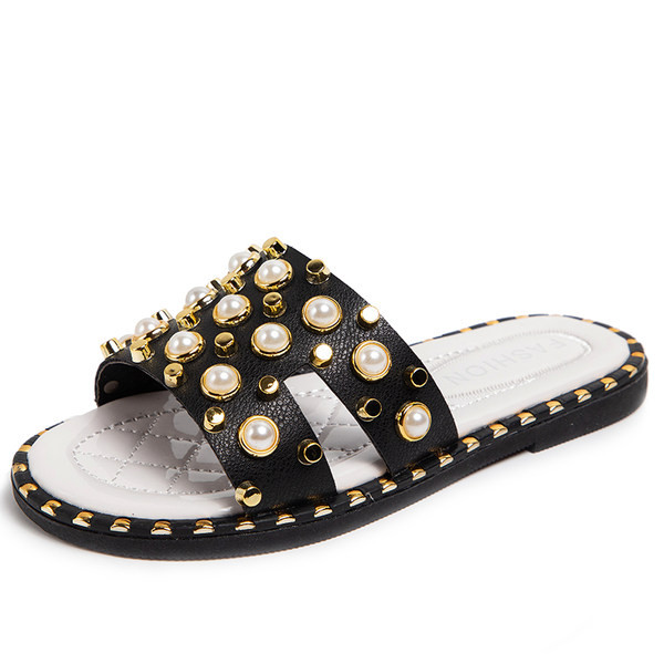 Παιδικές casual παντόφλες με πέρλες σε δύο χρώματα