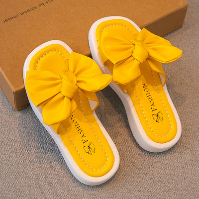 Παντόφλες για κορίτσια από οικολογικό δέρμα με κορδέλα - τριών χρωμάτων