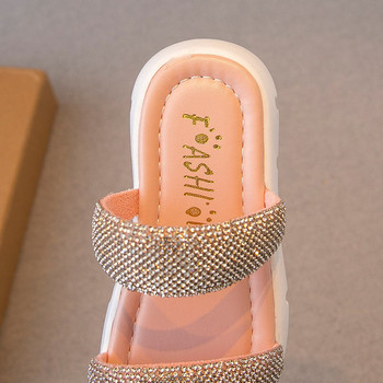 Детски ежедневни чехли с декоративни камъни за момичета 