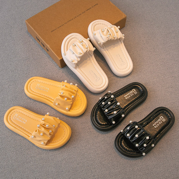 Παιδικές παντόφλες με πέρλες σε τρία χρώματα