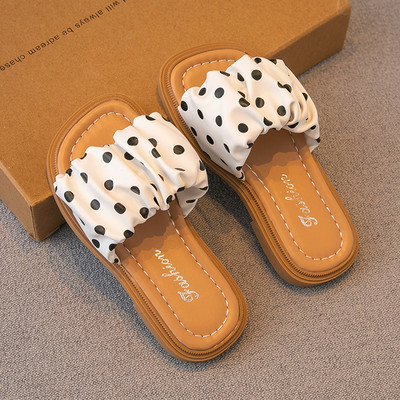 Чехли за момичета с текстилна каишка с набран ефект