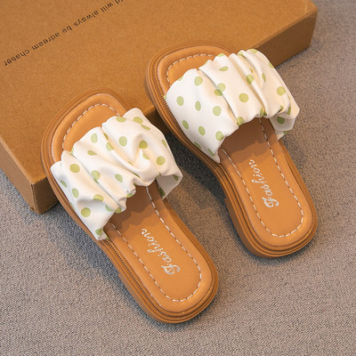 Чехли за момичета с текстилна каишка с набран ефект