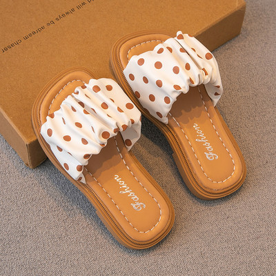 Чехли за момичета с текстилна каишка с набран ефект