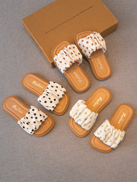 Чехли за момичета с текстилна каишка с набран ефект