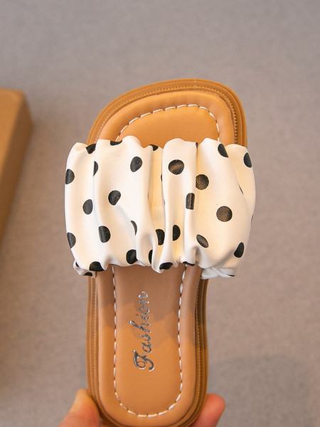 Чехли за момичета с текстилна каишка с набран ефект