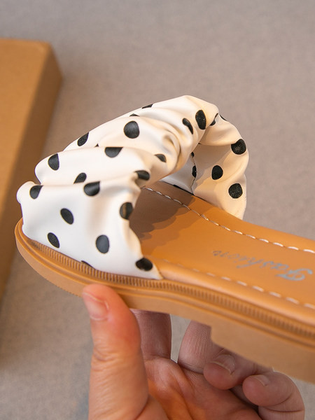 Чехли за момичета с текстилна каишка с набран ефект