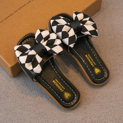 Dječje karirane papuče s trakom