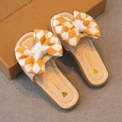 Dječje karirane papuče s trakom