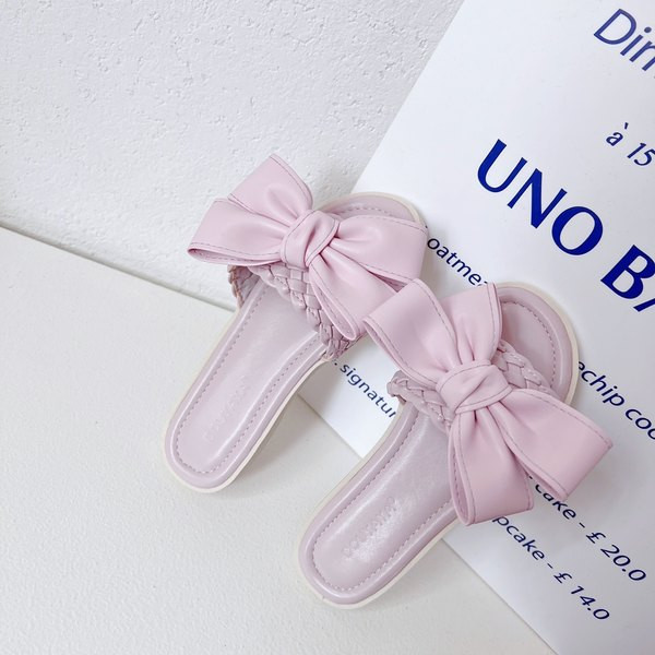 Παιδικές παντόφλες με κορδέλα σε μωβ και κίτρινο χρώμα