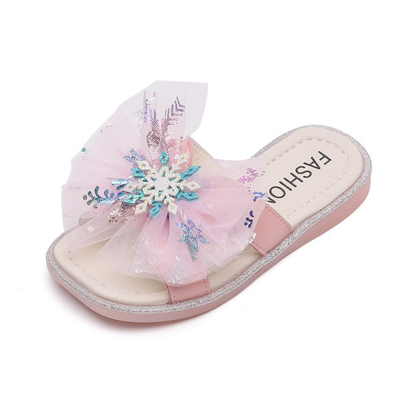 Παντόφλες για κορίτσια με τούλινη κορδέλα και πούλιες