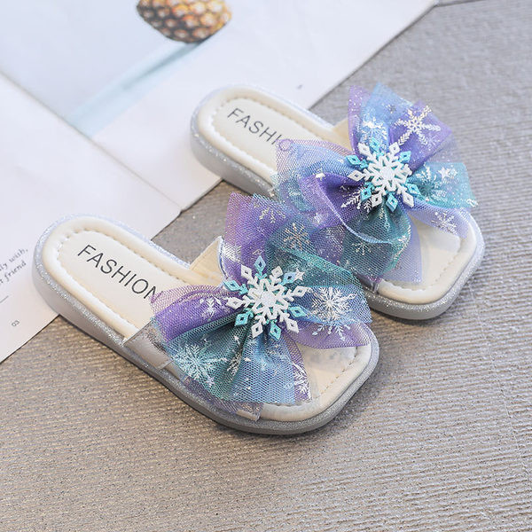 Παντόφλες για κορίτσια με τούλινη κορδέλα και πούλιες