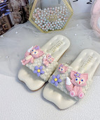 Nyári papucs lányoknak 3D macska rátéttel