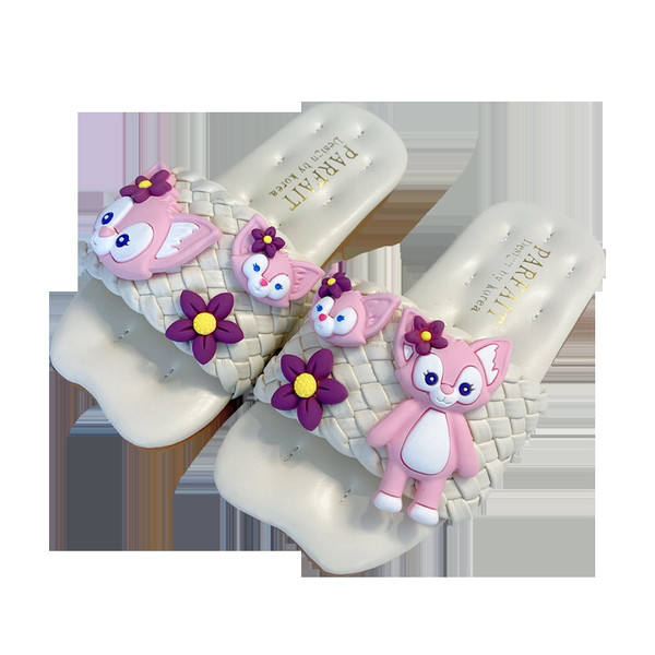 Nyári papucs lányoknak 3D macska rátéttel