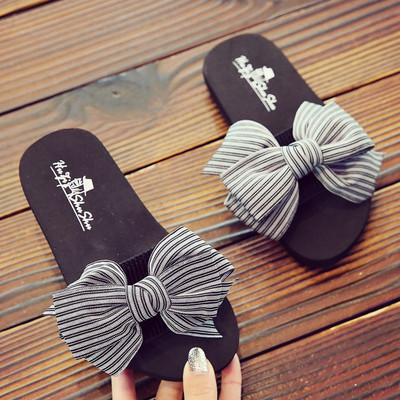 Νέο μοντέλο παντόφλες για κορίτσια με κορδέλα και επίπεδη σόλα