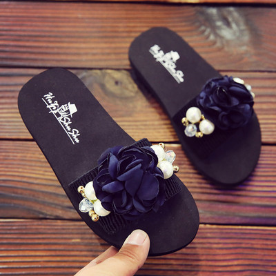 Παιδικές παντόφλες με τρισδιάστατα υφασμάτινα λουλούδια