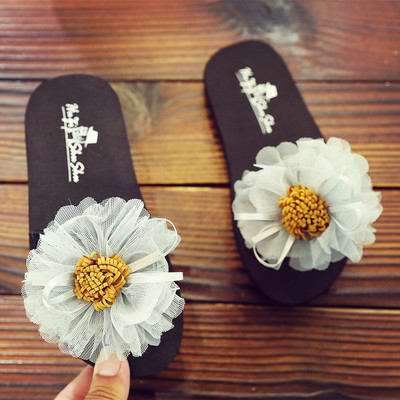 Alkalmi gyerekpapucs 3D virág elemmel