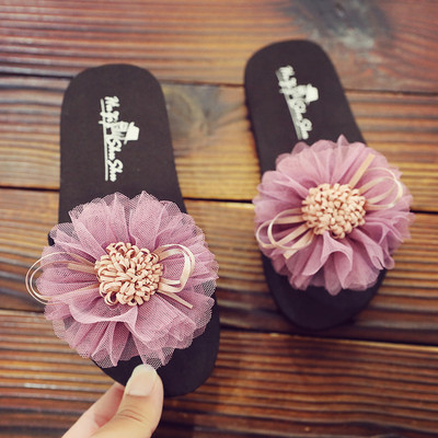 Alkalmi gyerekpapucs 3D virág elemmel