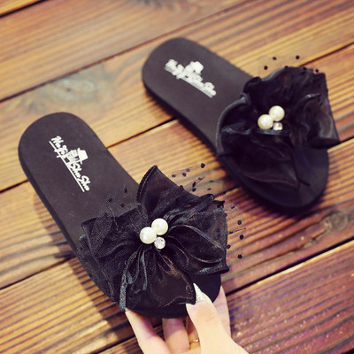 Dječje papuče za djevojčice s trakom i bisernim ukrasom