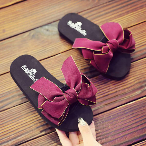 Papuče za djevojčice s velikom tekstilnom trakom