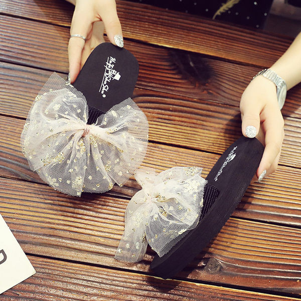 Καλοκαιρινές παιδικές παντόφλες με κορδέλα από τούλι για κορίτσια