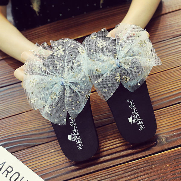 Καλοκαιρινές παιδικές παντόφλες με κορδέλα από τούλι για κορίτσια