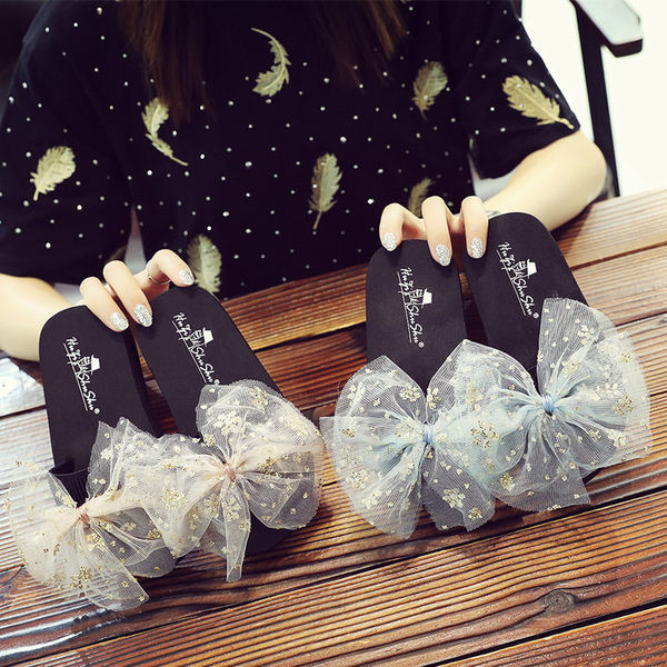 Καλοκαιρινές παιδικές παντόφλες με κορδέλα από τούλι για κορίτσια