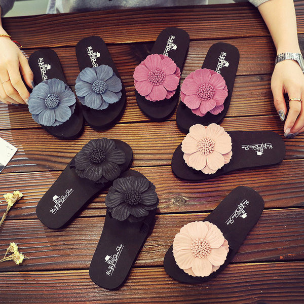 Чехли за момичета с 3D цветя