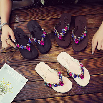 Летни детски чехли с цветни камъни -през пръсти