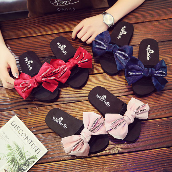 Παιδικές παντόφλες με κορδέλα σε τέσσερα χρώματα για κορίτσια