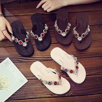Ежедневни детски чехли с цветни камъни за момичета