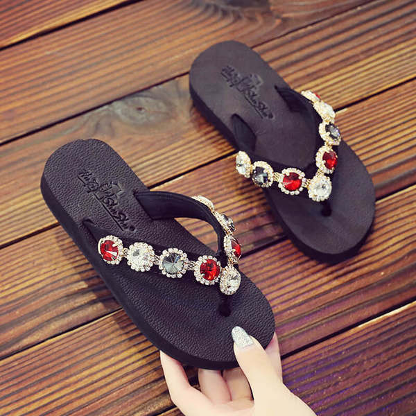 Casual παιδικές παντόφλες με χρωματιστές πέτρες για κορίτσια