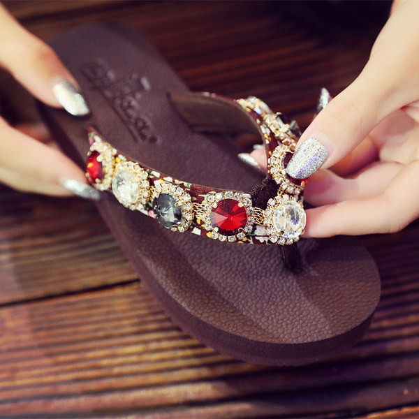 Casual παιδικές παντόφλες με χρωματιστές πέτρες για κορίτσια