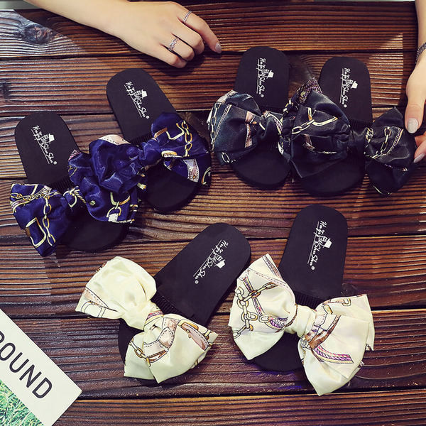 Papuče za djevojčice s velikom tekstilnom trakom