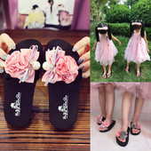 Papucs lányoknak 3D virággal és szalaggal