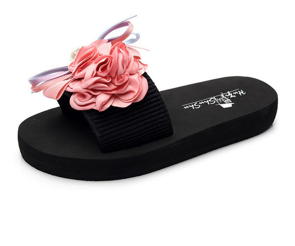 Papucs lányoknak 3D virággal és szalaggal