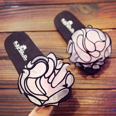 Παιδικές παντόφλες με επίπεδη σόλα και λουλούδι - πολλά χρώματα