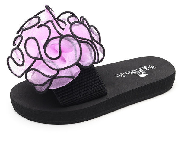 Παιδικές παντόφλες με επίπεδη σόλα και λουλούδι - πολλά χρώματα