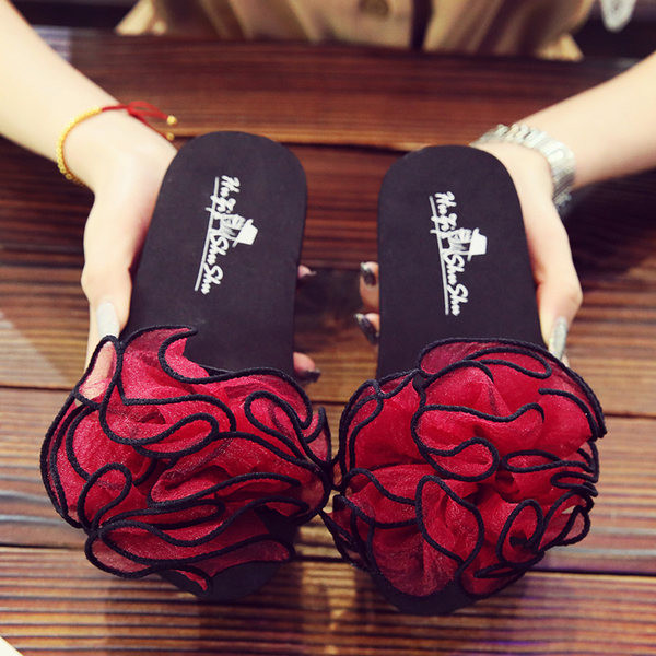 Παιδικές παντόφλες με επίπεδη σόλα και λουλούδι - πολλά χρώματα