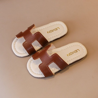 Παιδικές παντόφλες με επίπεδη σόλα και έκο δέρμα