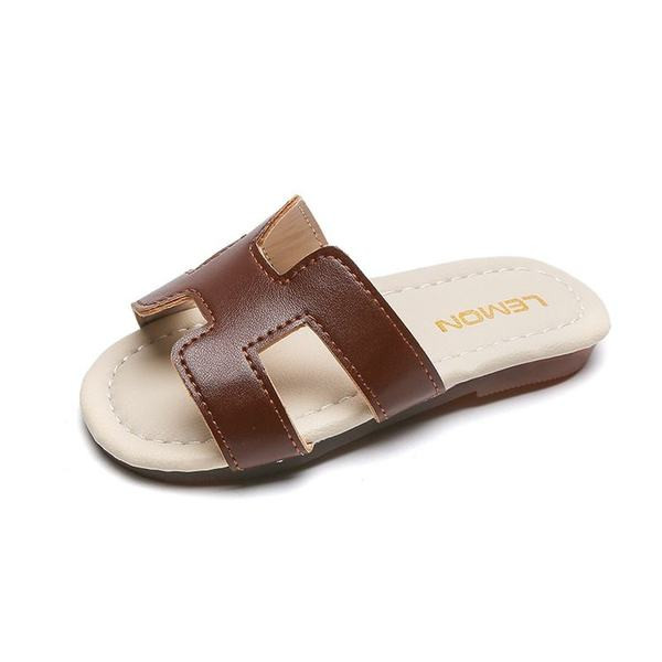 Παιδικές παντόφλες με επίπεδη σόλα και έκο δέρμα