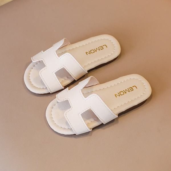 Παιδικές παντόφλες με επίπεδη σόλα και έκο δέρμα