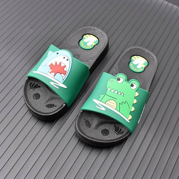 Casual παιδικές παντόφλες με επίπεδη σόλα - μπλε και μαύρο χρώμα