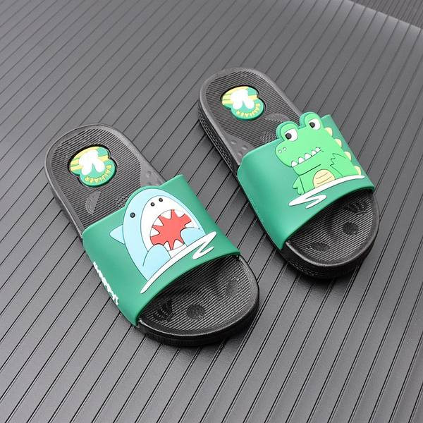 Casual παιδικές παντόφλες με επίπεδη σόλα - μπλε και μαύρο χρώμα