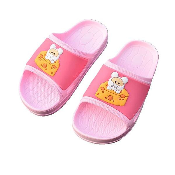 Παιδικές λαστιχένιες παντόφλες σε ροζ και μπλε χρώμα με απλικέ χρώματος