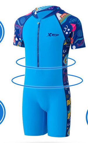 Gyermek teljes fürdőruha fiúknak cipzárral