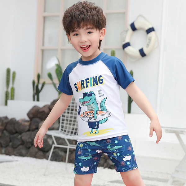 Gyermek fürdőruha kék felirattal