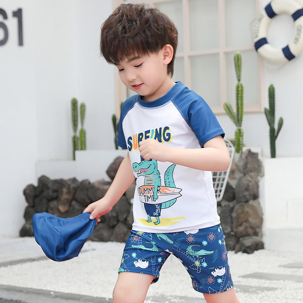 Gyermek fürdőruha kék felirattal