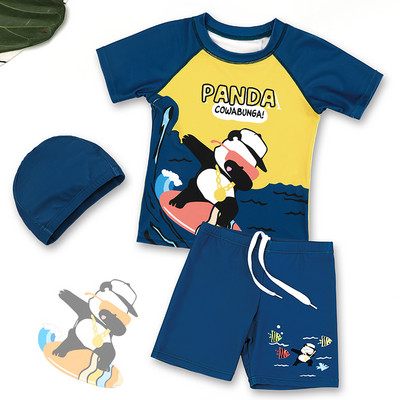 Παιδικό μαγιό για αγόρια σε δύο μέρη με απλικέ panda